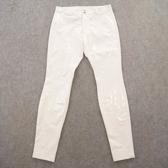 Adidas Ivy Park Latex Pants Womens Small White High Rise Originals Stretch New - Picture 1 of 16